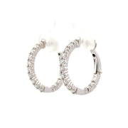 14K White Gold Diamond Hoop Earrings