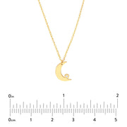 14K Yellow Gold So You Diamond Bezel Half Moon Necklace