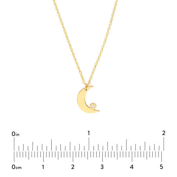 14K Yellow Gold So You Diamond Bezel Half Moon Necklace