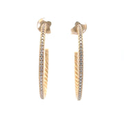 Estate 18K Yellow Gold David Yurman Diamond Hoop Earrings