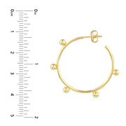 14K Yellow Gold Round Beaded Wire Post Hoops