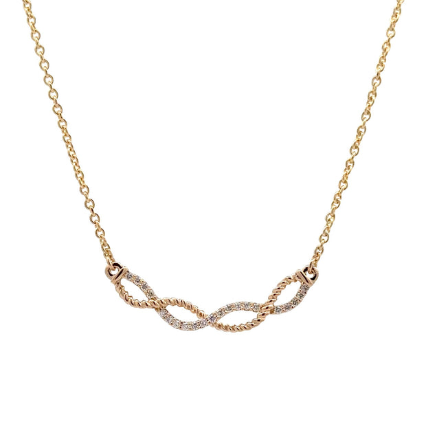 14K Yellow Gold Infinity-Style Diamond Necklace