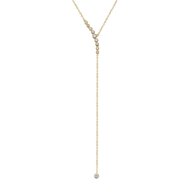 14K Yellow Gold Lariat-Style Diamond Necklace