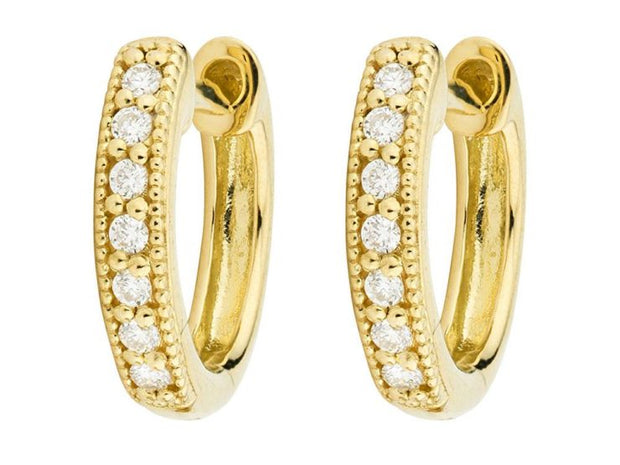 JudeFrances Diamond Huggie Hoop Earrings