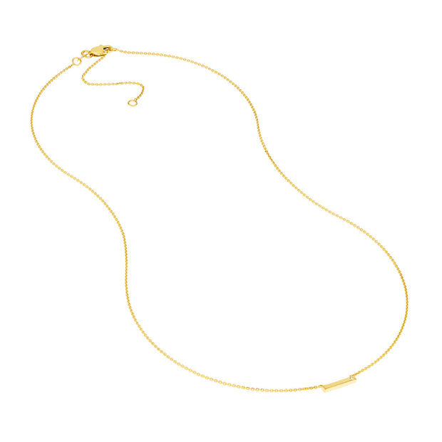 14K Yellow Gold Horizontal Staple Diamond Necklace