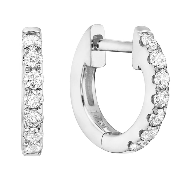 14K White Gold Huggie Hoop Earrings