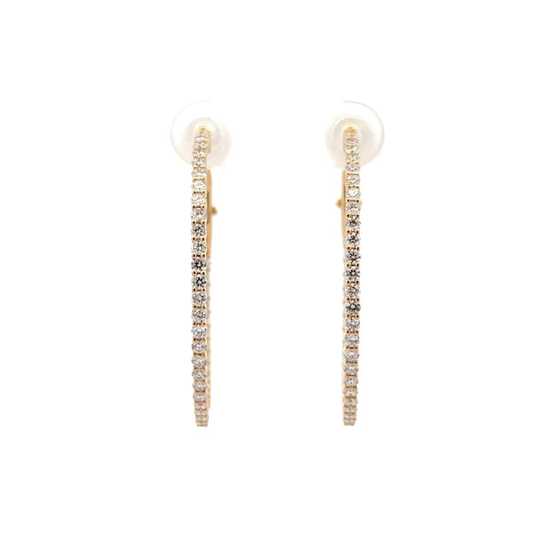 14K Yellow Gold Diamond Hoop Earrings