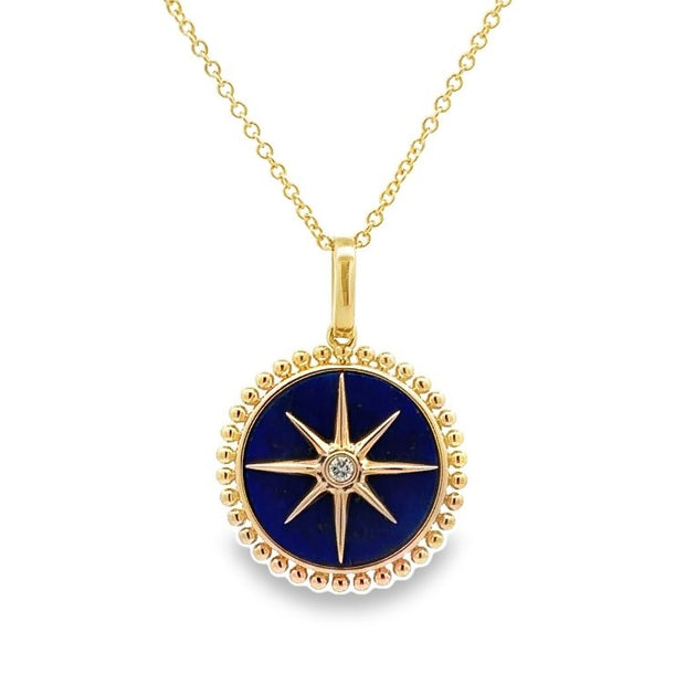 Doves 18K Yellow Gold Lapis & Diamond Maritime Necklace