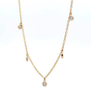 14K Yellow Gold Dangle Diamond Station Necklace