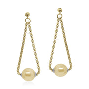 ALOR Yellow Chain Drop Earrings with South Sea Pearls