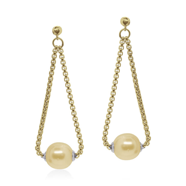 ALOR Yellow Chain Drop Earrings with South Sea Pearls