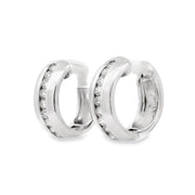 Estate 14K White Gold Channel-Set Diamond Hoop Earrings