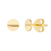 14K Yellow Gold Screw Head Stud Earrings