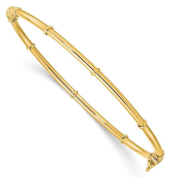 14K Yellow Gold Fancy Hinged Bangle Bracelet