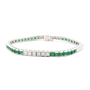 Estate Emerald & Diamond Vintage Platinum Bracelet