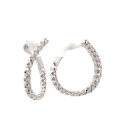 14K White Gold Graduated Diamond Hoop Earrings
