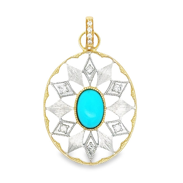 JudeFrances Mixed Metal Southwest Turquoise & Diamond Pendant