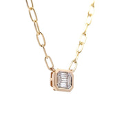 14K Yellow Gold Cluster-Style Diamond Necklace