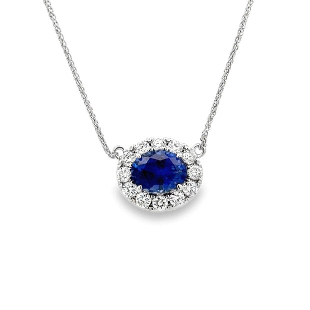 18K White Gold Sapphire & Diamond Necklace