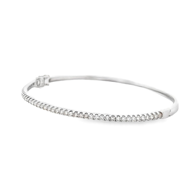 18K White Gold Diamond Bangle Bracelet