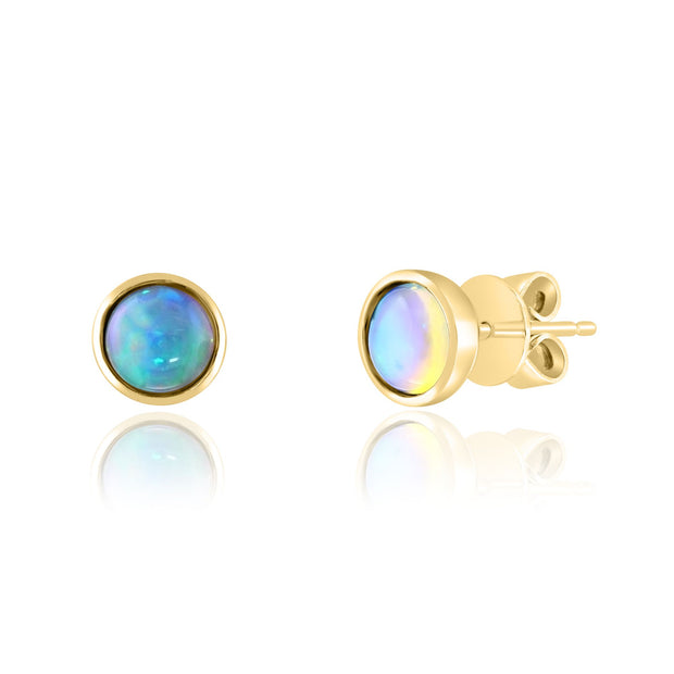 18K Yellow Gold Ethiopian Opal Stud Earrings