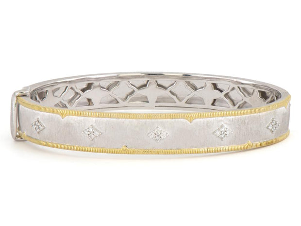 JudeFrances Mixed Metal Wide Diamond Milgrain Bracelet