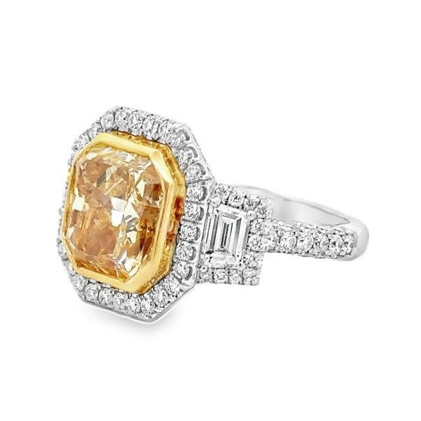 Platinum & 18K Yellow Gold Yellow & White Diamond Ring