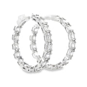 18K White Gold Inside-Out Diamond Cluster Hoop Earrings