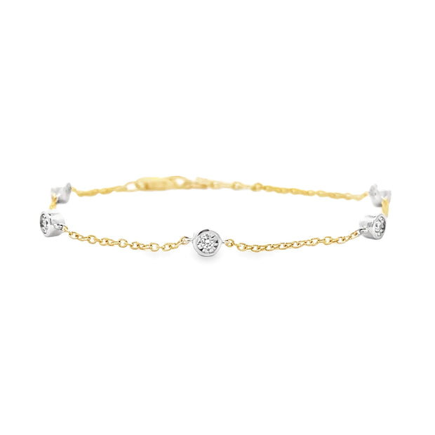 14K Yellow & White Gold Diamond-By-The-Yard Bracelet