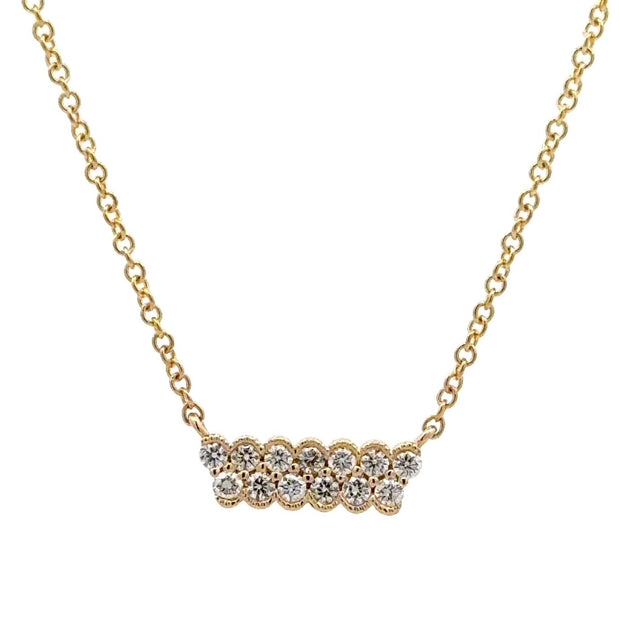 14K Yellow Gold Double Bar Diamond Necklace