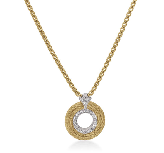 ALOR Yellow Chain & Cable Round Necklace with 14kt Gold & Diamonds