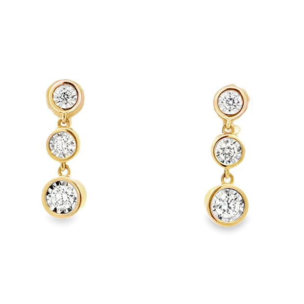 14K Yellow Gold Dangle Diamond Earrings