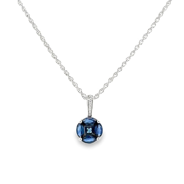 14K White Gold Sapphire & Diamond Necklace