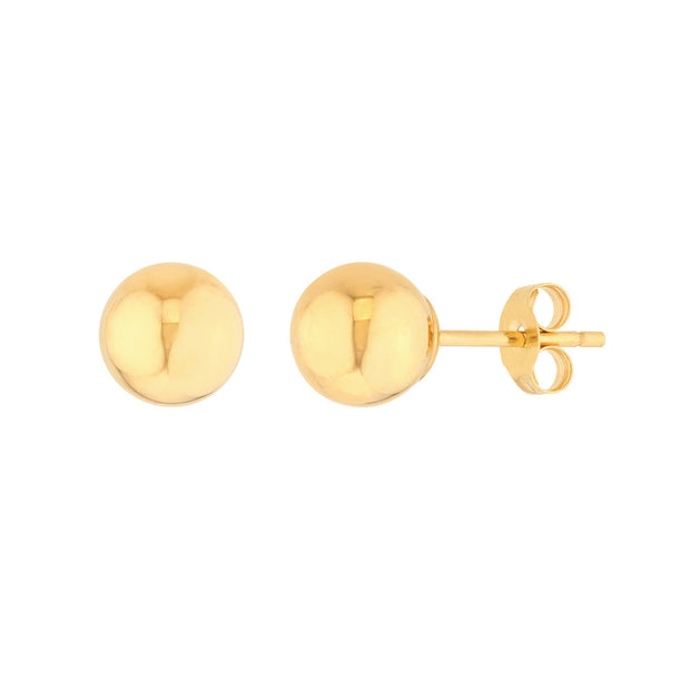 14K Yellow Gold 6mm Polished Ball Stud Earrings