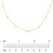 14K Yellow Gold Diamond Bezel and Cluster Stations Necklace