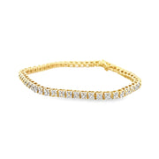 Estate 14K Yellow Gold Cluster-Style Diamond Tennis Bracelet