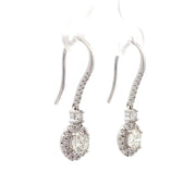 14K White Gold Halo-Style Diamond Dangle Earrings