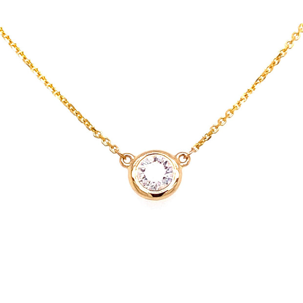 14K Yellow Gold Solitaire Diamond Necklace