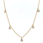 14K Yellow Gold Dangle Diamond Station Necklace