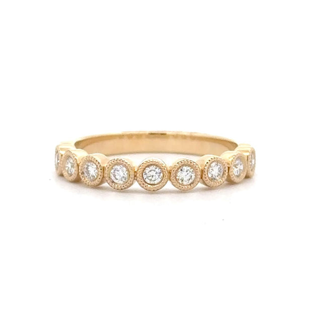 14K Yellow Gold Bezel-Set Diamond Anniversary Ring