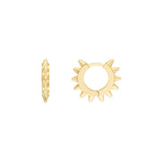 14K Yellow Gold Spiked Huggie Earrings