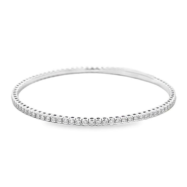 14K White Gold Flexible Diamond Bangle