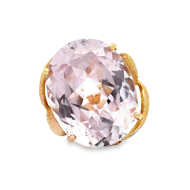 Estate 18K Yellow Gold Rutiled Kunzite Ring