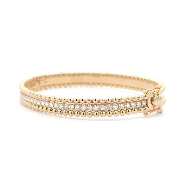 14K Yellow Gold Diamond Beaded Bangle Bracelet