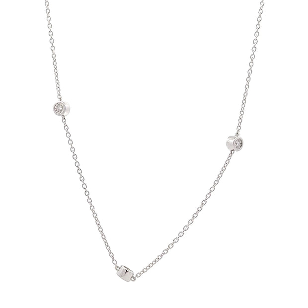 14K White Gold Illusion-Set Diamond-By-The-Yard Necklace