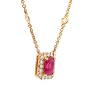 14K Yellow Gold Ruby & Diamond Necklace