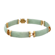 Estate 14K Yellow Gold Green Jade Bracelet