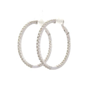 14K White Gold Diamond Hoop Earrings