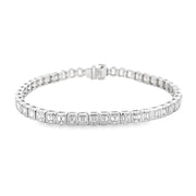 18K White Gold Emerald-Cut Diamond Tennis Bracelet