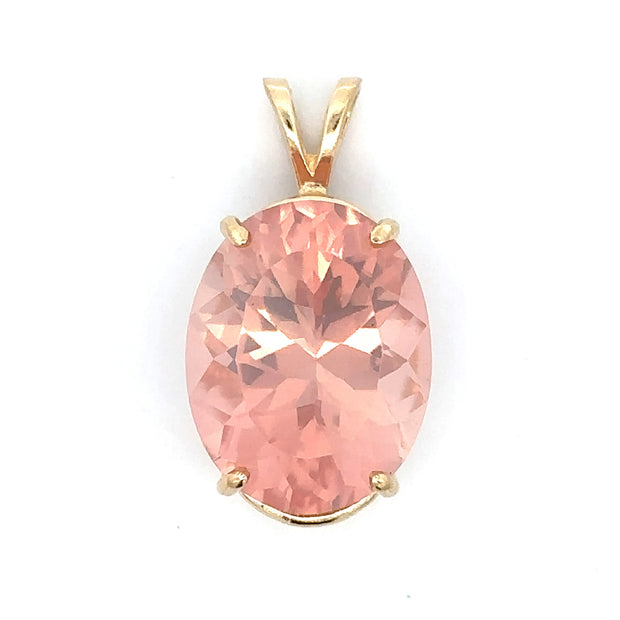 Estate 14K Yellow Gold Rose Quartz Pendant